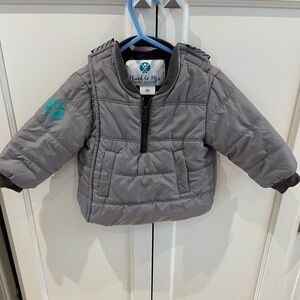 Buckle Me Gray Puffer car seat safe Jacket 12m